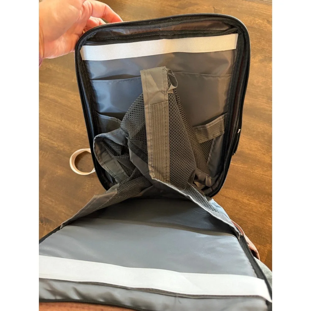 LAND 3-in-1 Diaper Bag Backpack Portable Bassinet Changing Station Pink Grey